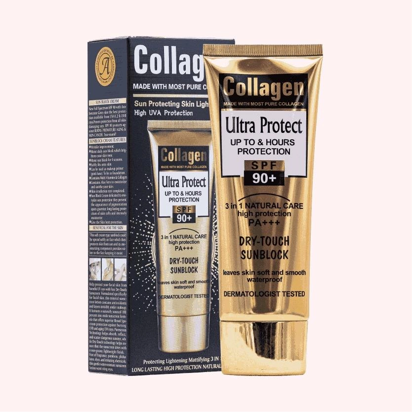 کرم ضد آفتاب سه کاره کلاژن spf 90 وزن 100 گرم   Collagen