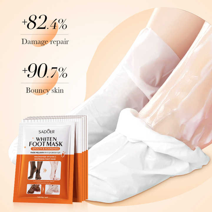 ماسک پا ورقه ای مدل جورابی سفید کننده سادور sadoer حاوی نیاسینامید و ویتامین سی
