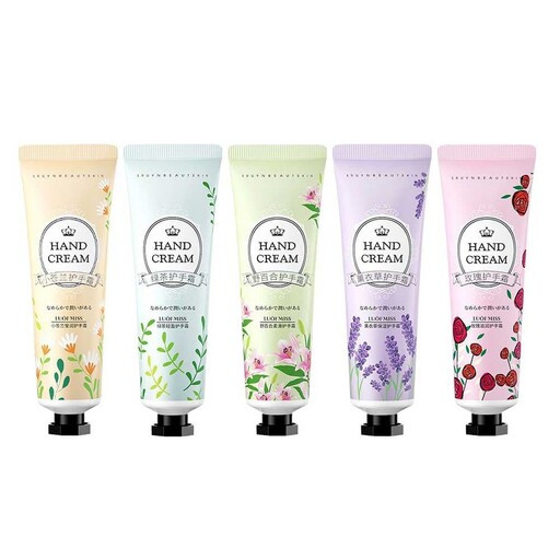 پک 5 عددی کرم مرطوب کننده و آبرسان دست مدل گل لوفمیس LUOFMISS