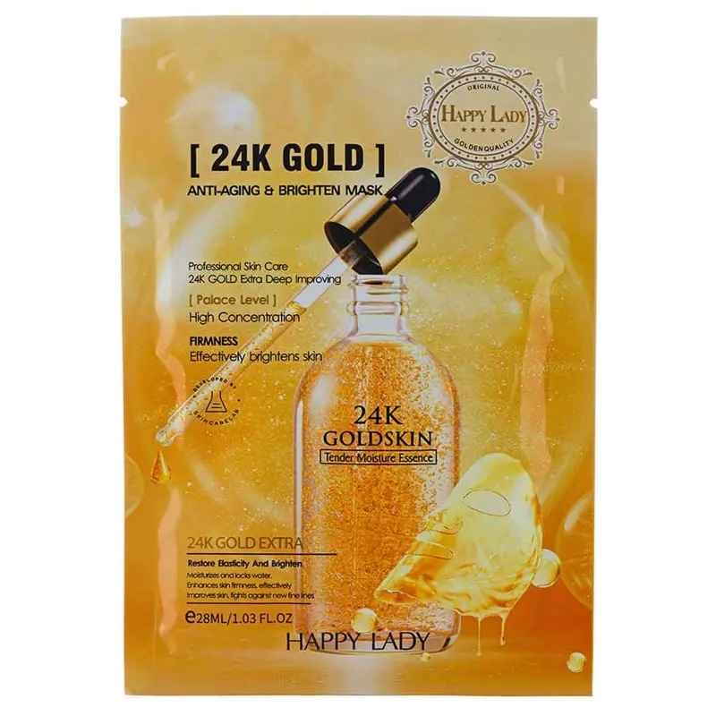 ماسک صورت ورقه ای جوانساز و روشن کننده طلا 24k gold هپی لیدی 28 گرم