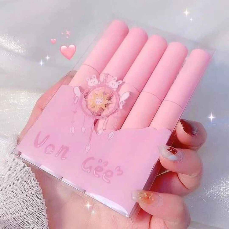 پک 5 تایی رژلب مایع مخملی کره ای VON GEE