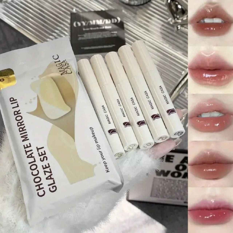 پک رژلب مایع 5 تایی مدل کره ای شکلاتی مجیک کاسا