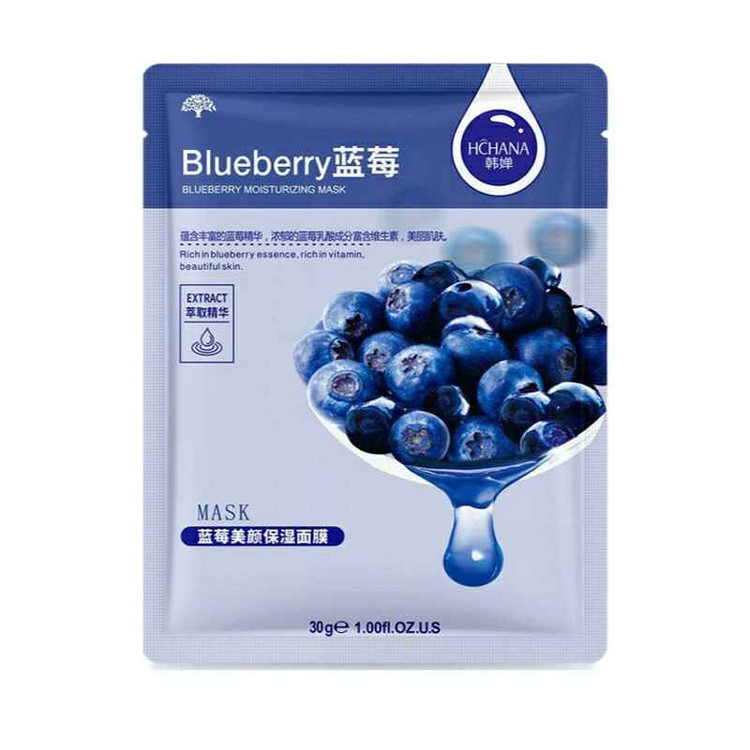 ماسک صورت ورقه ای آبرسان بلوبری هاچانا وزن 25 گرم