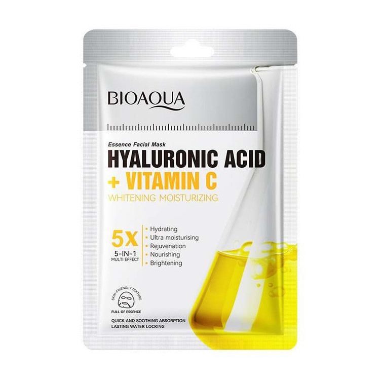 ماسک صورت ورقه ای آبرسان و روشن کننده مدل هیالورونیک اسید و ویتامین سی