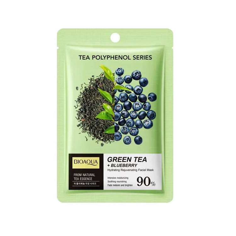 ماسک صورت ورقه ای ضد لک و جوان کننده بلوبری و چای سبز وزن 25 گرم