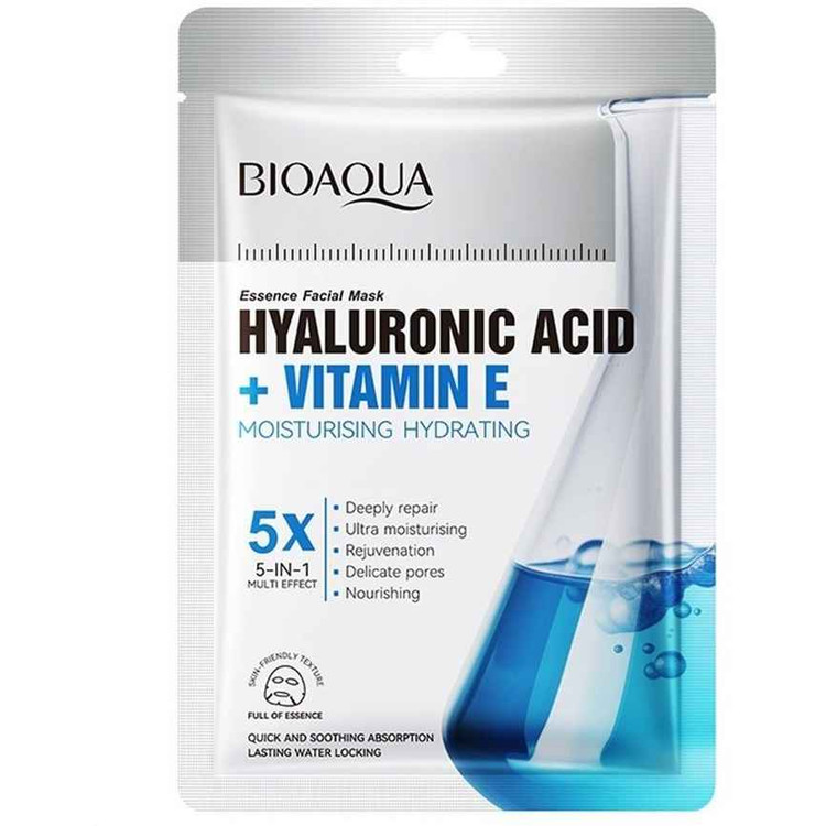 ماسک صورت ورقه ای آبرسان و ترمیم کننده وبتامین E و هیالورونیک اسید وزن 25 گرم