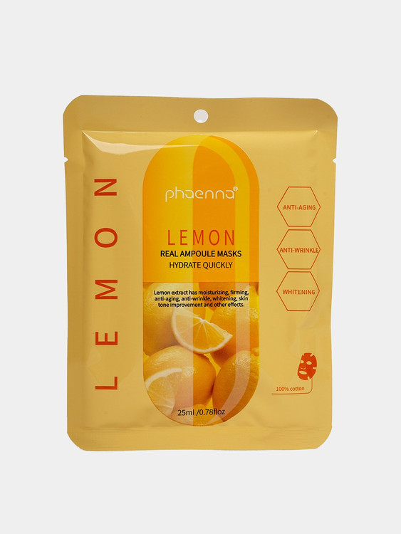 ماسک صورت ورقه ای آبرسان و ضد لک و روشن کننده لیمو phaenna