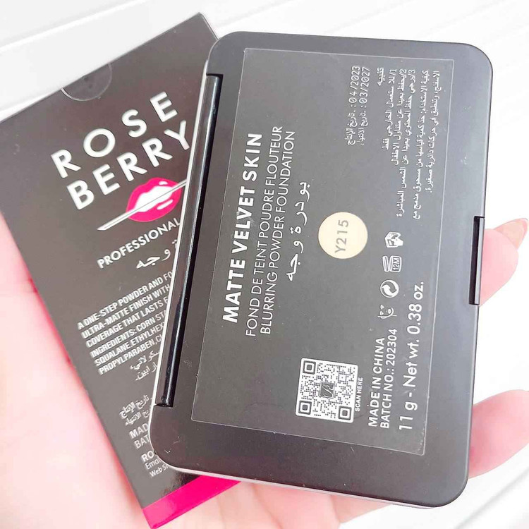 پنکک مخملی فول کاور ضد آب رزبری وزن 11 گرم ROSE BERRY