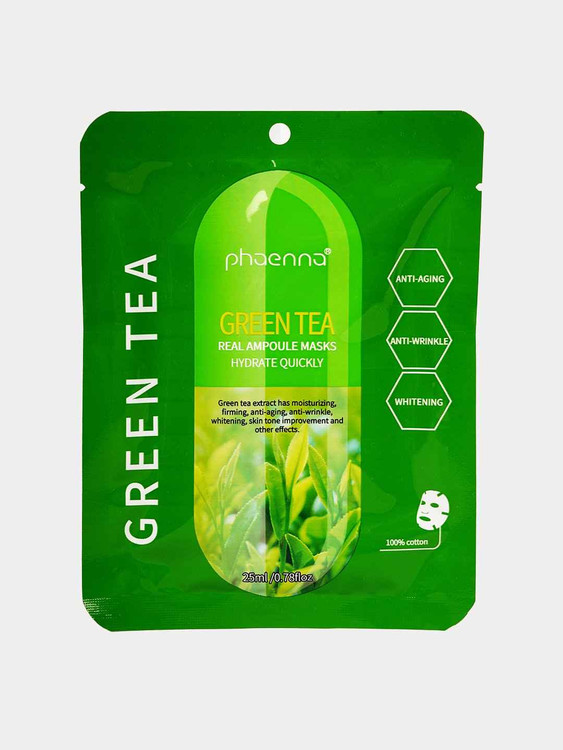 ماسک صورت ورقه ای کنترل چربی چای سبز phaenna وزن 25 گرم