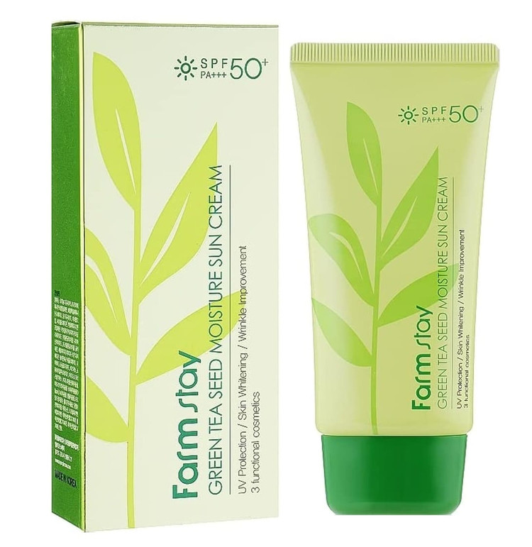 کرم ضد آفتاب چای سبز فارم استی SPF 50 اورجینال کره ای وزن 70 گرم FARM STAY
