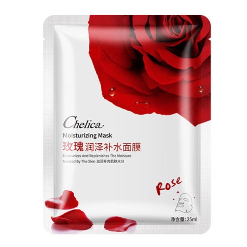 ماسک صورت ورقه ای آبرسان گل رز چلیکا وزن 25 گرم Chelica