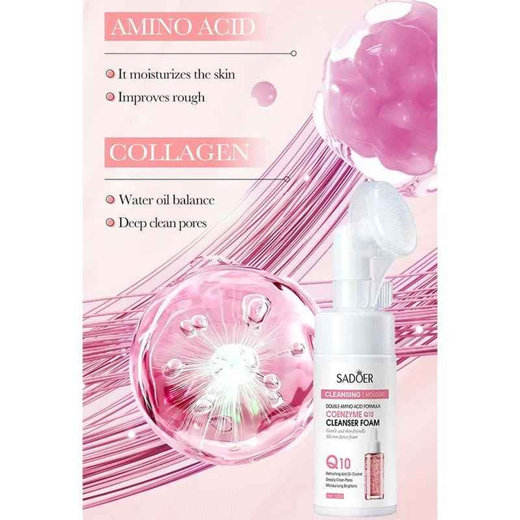 فوم شستشو صورت براشدار ضد چروک سادور مدل کو آنزیم Q10 حجم ۱۲۰ میلی لیتر