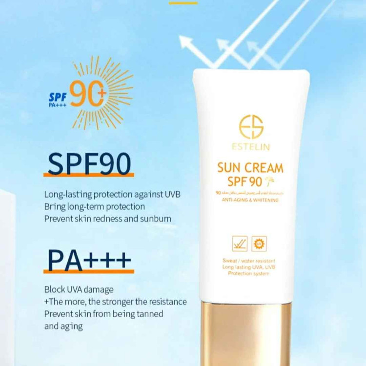 کرم ضد آفتاب صورت و بدن استلین SPF 90 مدل ضد پیری و سفید کننده STELIN