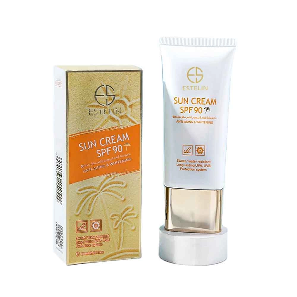 کرم ضد آفتاب صورت و بدن استلین SPF 90 مدل ضد پیری و سفید کننده STELIN