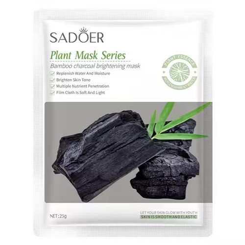 ماسک صورت ورقه ای روشن کننده زغال بامبو سادور وزن 25 گرم SADOER