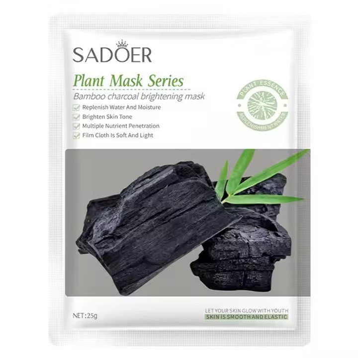 ماسک صورت ورقه ای روشن کننده زغال بامبو سادور وزن 25 گرم SADOER