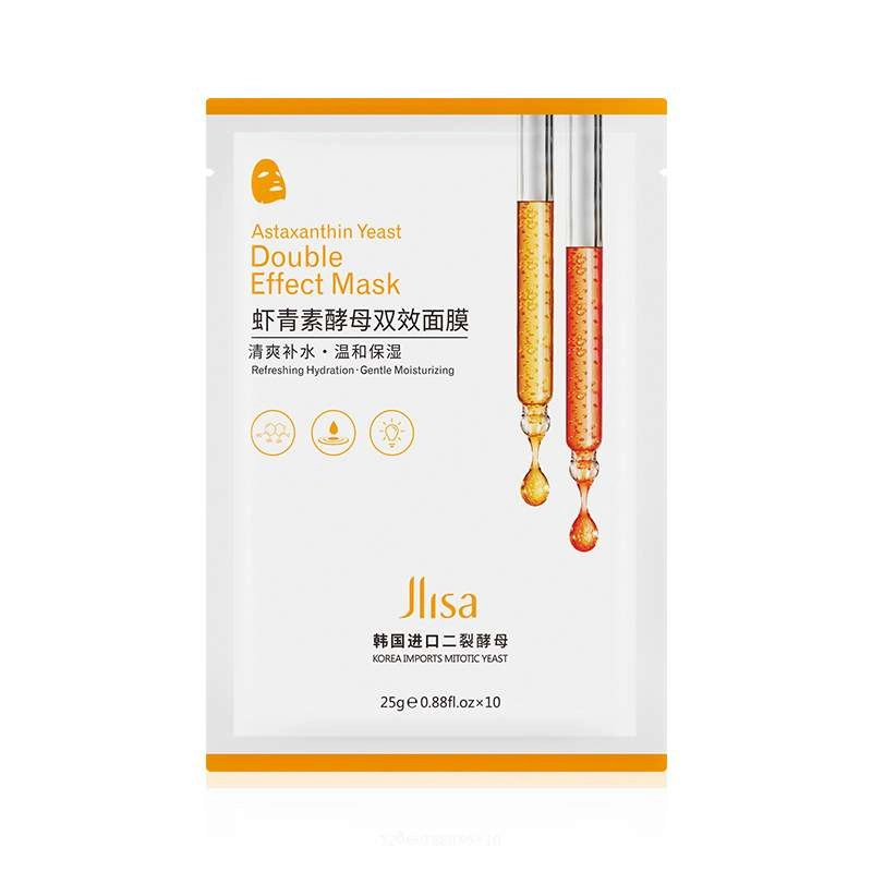 ماسک صورت ورقه ای مرطوب کننده و آنتی اکسیدان آستاگزانتین و مخمر Jlisa