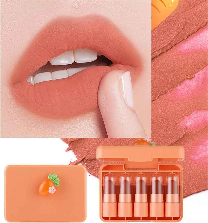 پک رژ لب جامد 5 عددی مینی دراگون رانی مدل هویج Dragon Ranee