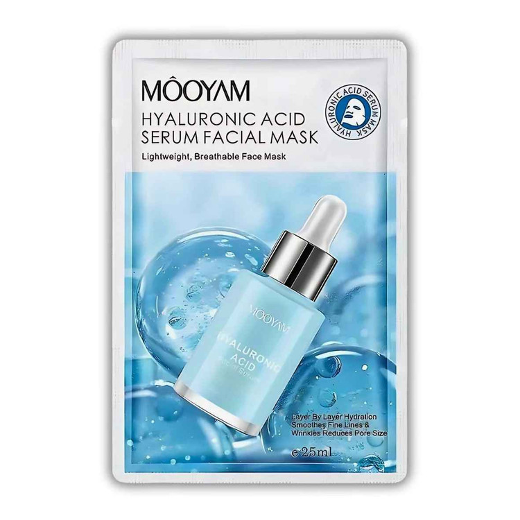 ماسک صورت ورقه ای آبرسان هیالورونیک اسید مویام وزن 25 گرم MOOYAM