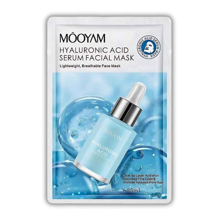 ماسک صورت ورقه ای آبرسان هیالورونیک اسید مویام وزن 25 گرم MOOYAM