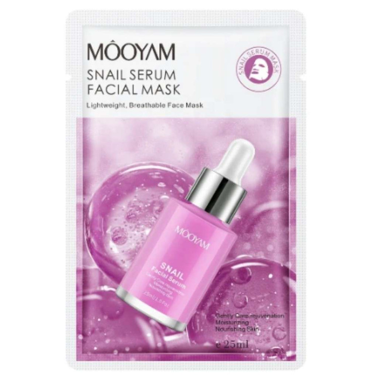 ماسک صورت ورقه ای ترمیم کننده و ضد چروک حلزون مویام MOOYAM وزن 25 گرم