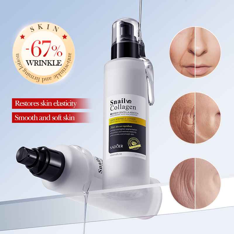 لوسیون صورت ضد چروک و سفید کننده کلاژن و حلزون سادور SADOER وزن 115 میل