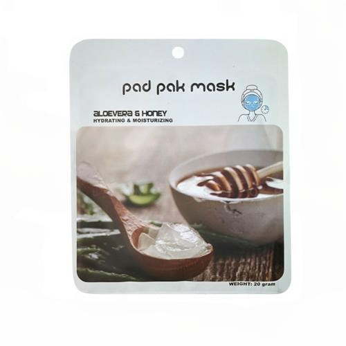 ماسک صورت ورقه ای آبرسان و ترمیم کننده عسل و آلوئه ورا پد پاک pad pak وزن 25 گرم