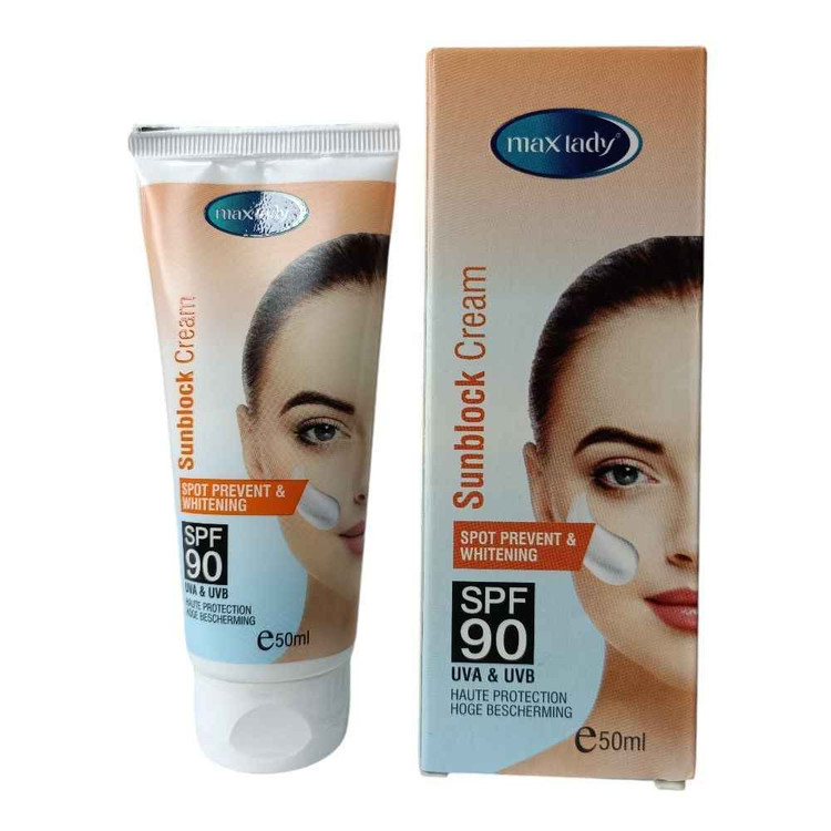 کرم ضد آفتاب ضد لک و روشن کننده لیدی SPF90 مدل بدون رنگ