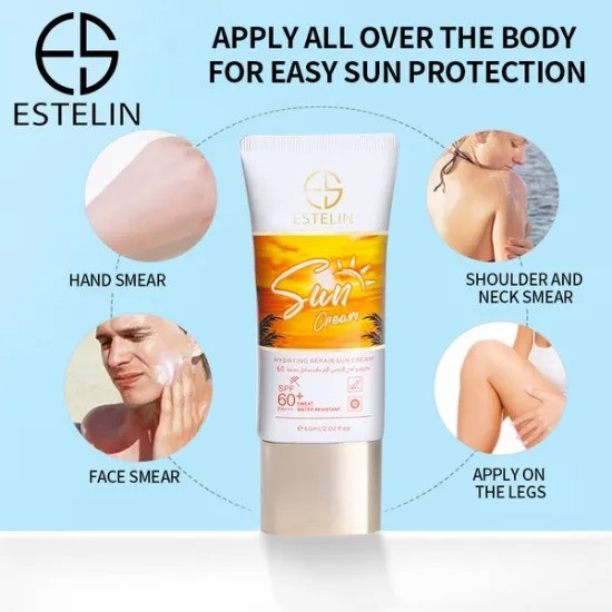 کرم ضد آفتاب صورت و بدن آبرسان و ترمیم کننده استلین SPF 60 ESTELIN