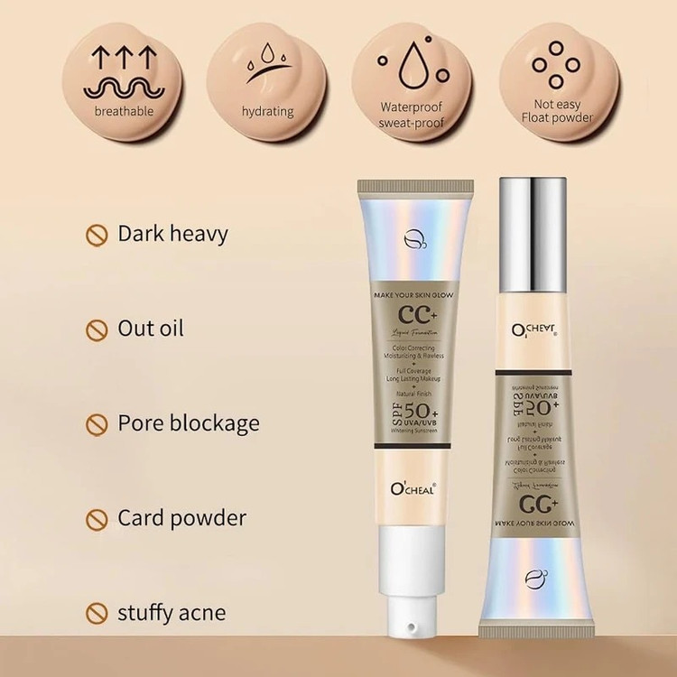 کرم ضد آفتاب رنگی سه کاره اوچیل SPF 50 مدل +CC وزن