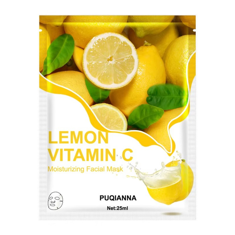 ماسک صورت ورقه ای روشن کننده و ضد لک لیمو و ویتامین سی پوکیانا PUQIANNA وزن 25 گرم
