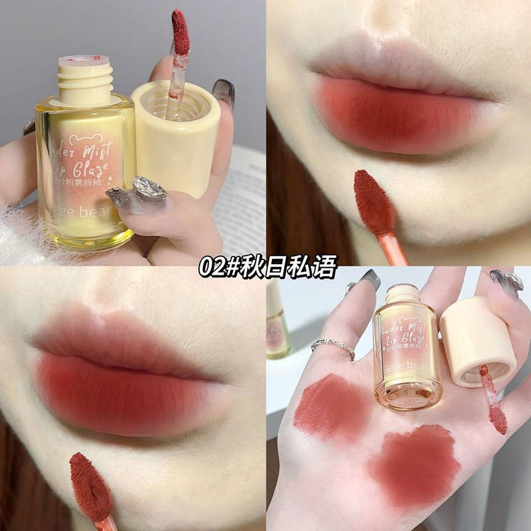 رژ لب مایع خمیری و مخملی گی گی بیر GEGE BEAR مدل POWDER MIST LIP GLAZE