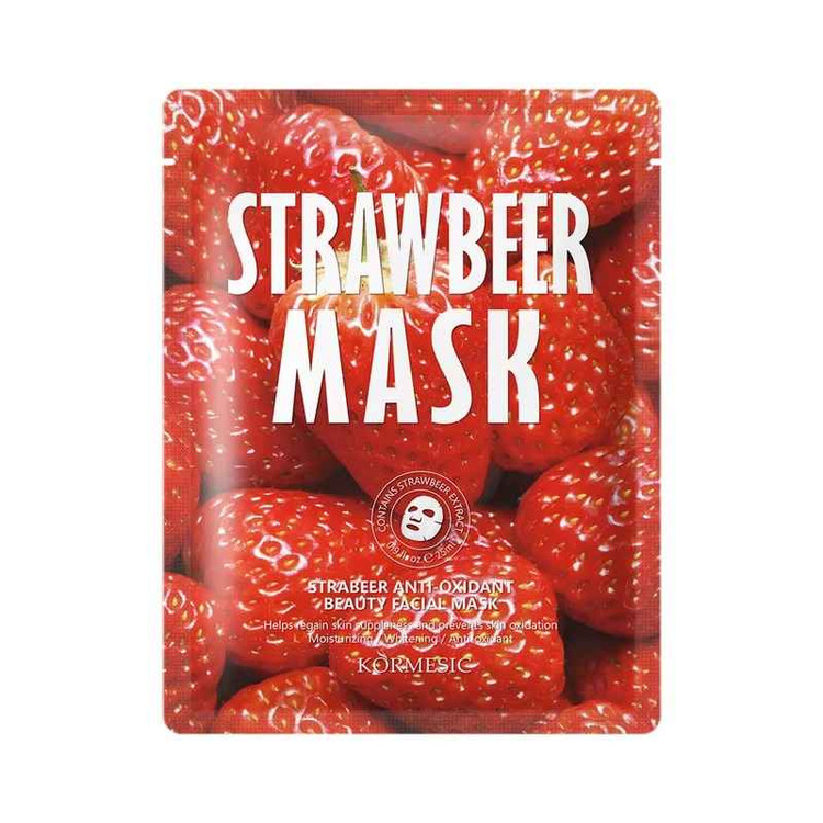ماسک ورقه ای صورت سفید و مرطوب کننده توت فرنگی کورمسیک وزن 25 گرم