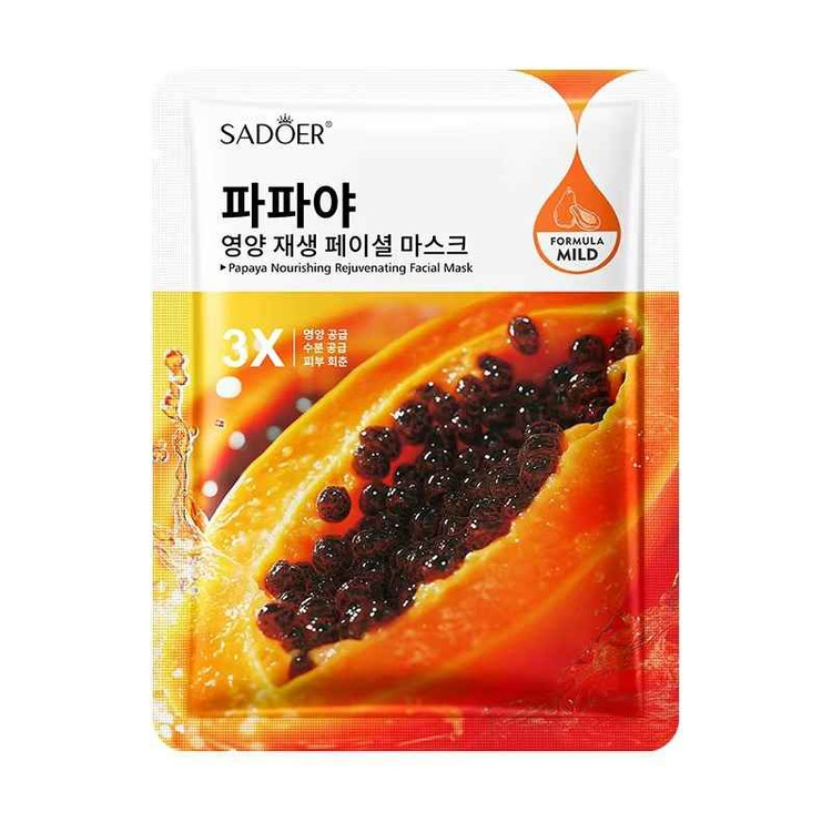 ماسک صورت ورقه ای روشن کننده پاپایا سادور وزن 25 گرم SADOER