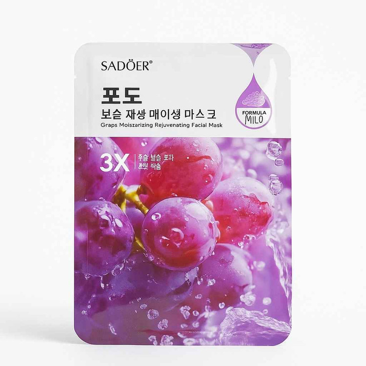 ماسک صورت ورقه ای روشن کننده و سفت کننده انگور سیاه سادور وزن 25 گرم SADOER