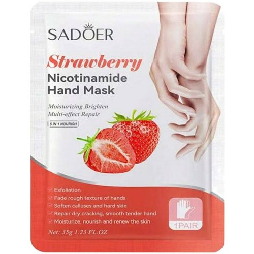 ماسک ورقه ای دست نرم کننده و روشن کننده توت فرنگی سادور وزن 35 گرم sadoer