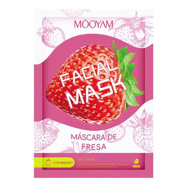 ماسک ورقه ای صورت سفید و مرطوب کننده توت فرنگی مویام وزن 25 گرم MOOYAM