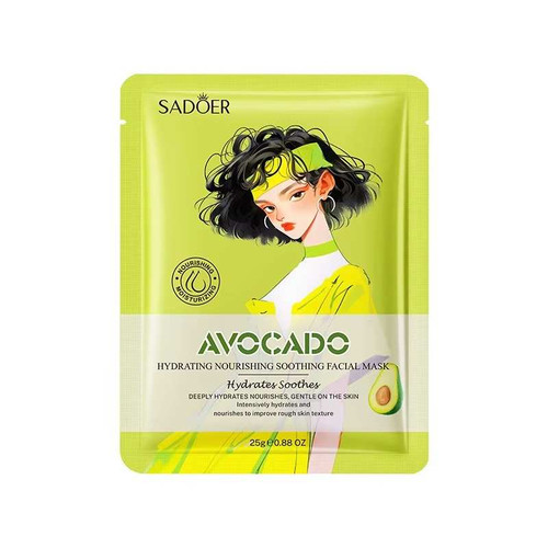 ماسک ورقه ای صورت آبرسان آووکادو سادور وزن 25 گرم sadoer