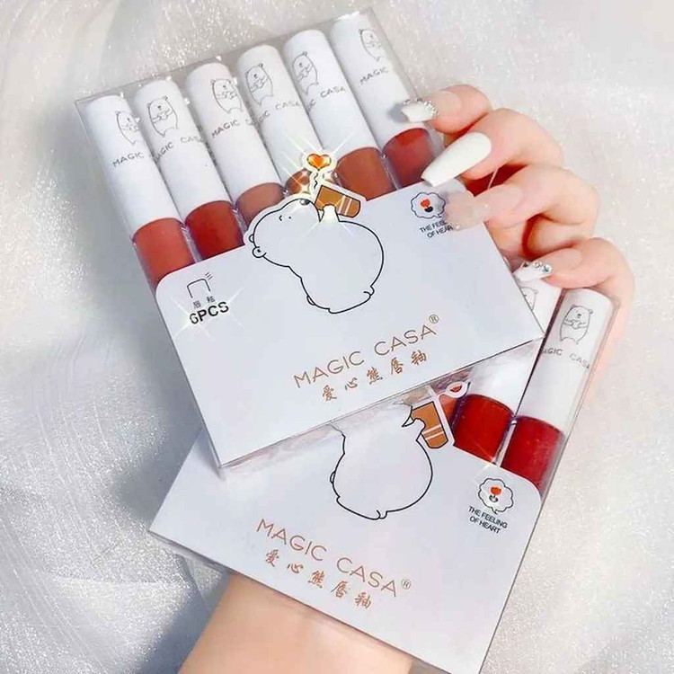 رژ لب مایع مجیک کاسا طرح خرسی بسته 6 عددی