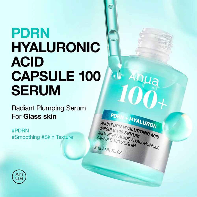 سرم آبرسان هیالورونیک اسید و PDRN آنوا مدل +100 حجم 30 میل اورجینال کره جنوبی