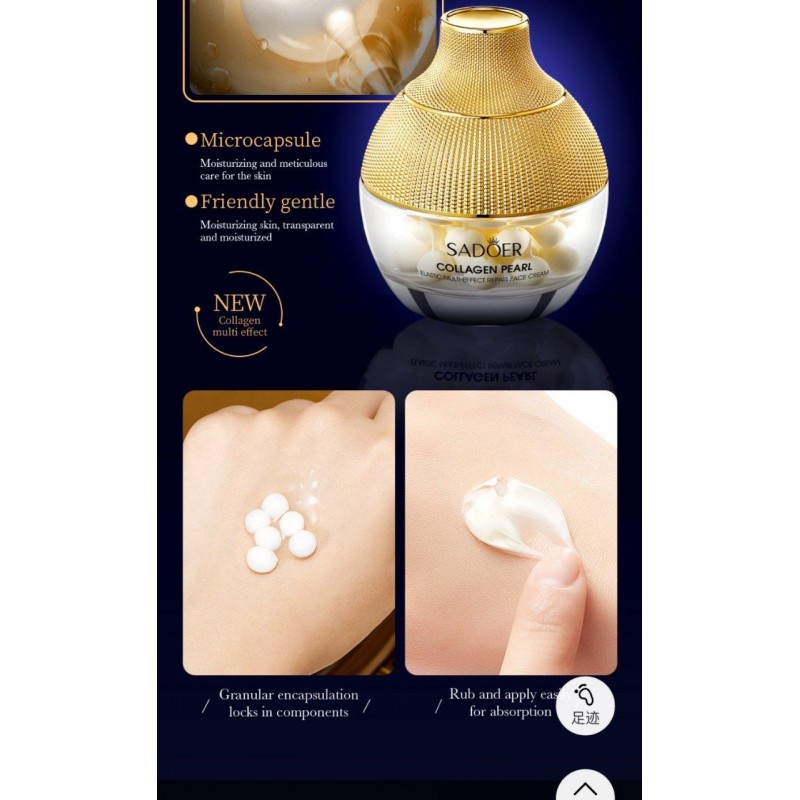 کرم صورت ضد چروک مروارید طلایی کلاژن سادور وزن 70 گرم