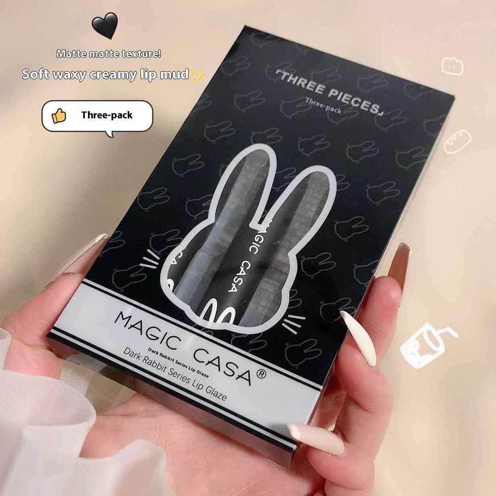 پک رژ لب مایع 3 تایی مدل خرگوش تیره مجیک کاسا MAGIC CASA
