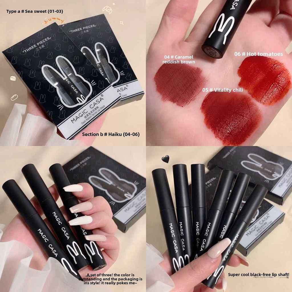 پک رژ لب مایع 3 تایی مدل خرگوش تیره مجیک کاسا MAGIC CASA