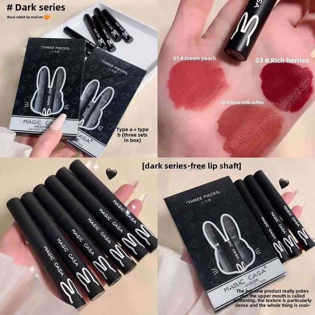پک رژ لب مایع 3 تایی مدل خرگوش تیره مجیک کاسا MAGIC CASA