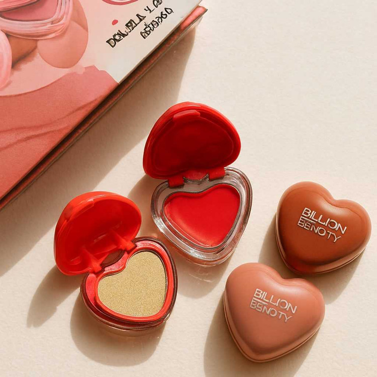 رژگونه و هایلایتر دو طبقه بیلیون بیوتی طرح قلبی