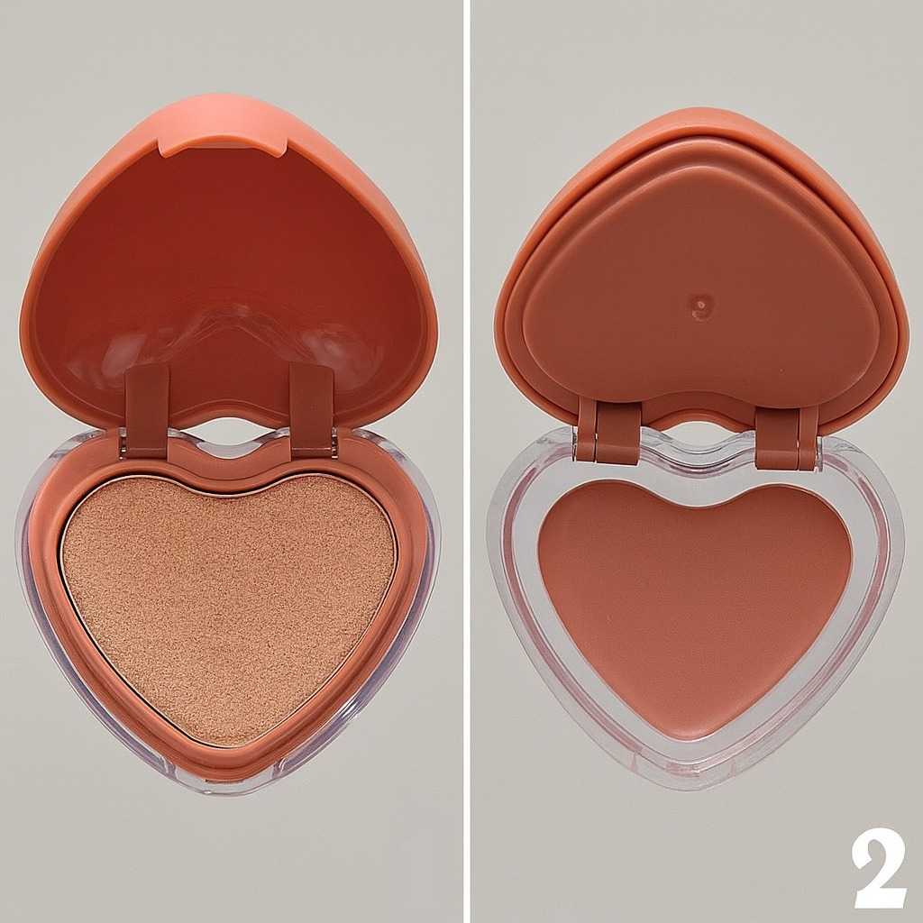 رژگونه و هایلایتر دو طبقه بیلیون بیوتی طرح قلبی