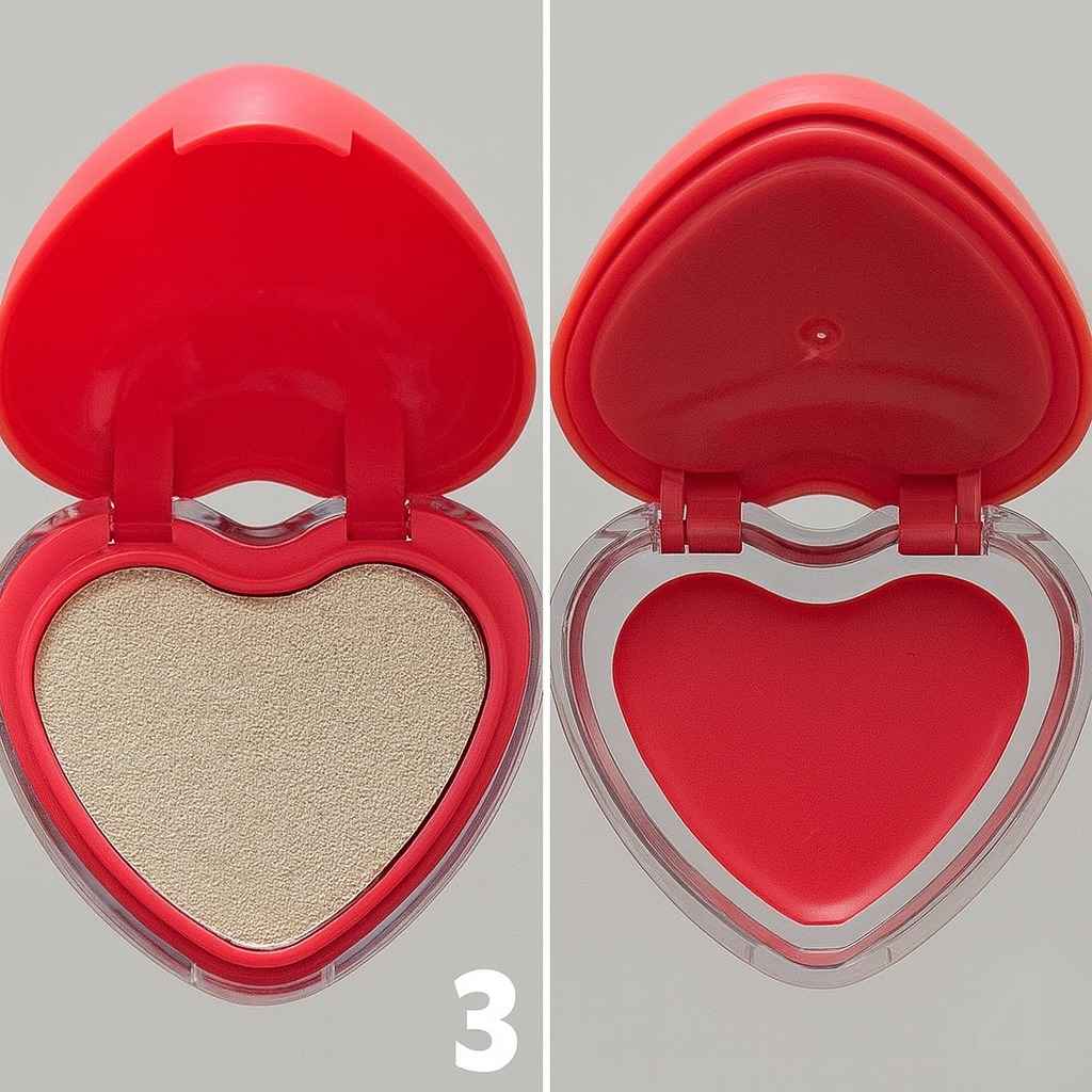 رژگونه و هایلایتر دو طبقه بیلیون بیوتی طرح قلبی