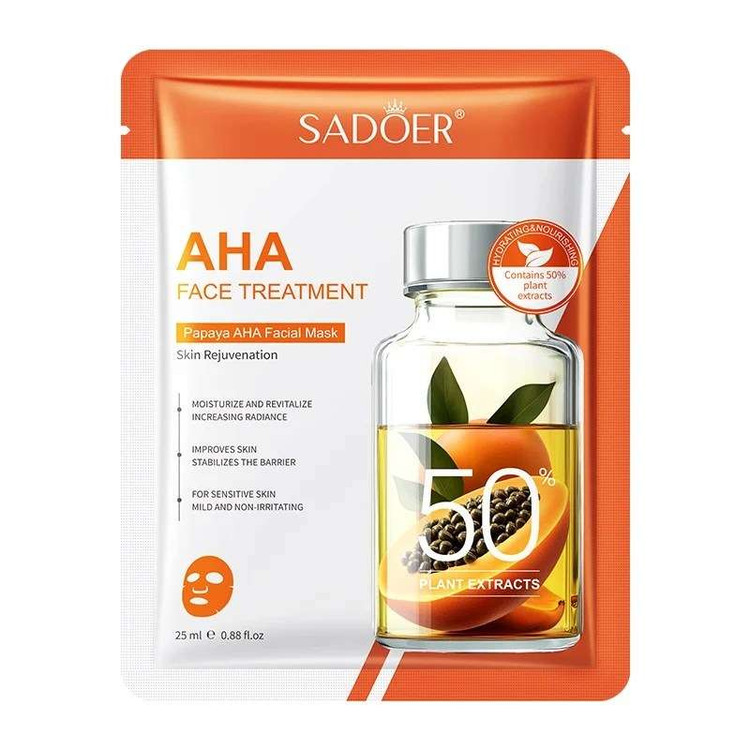 ماسک صورت ورقه ای پاپایا و AHA سادور وزن 25 گرم