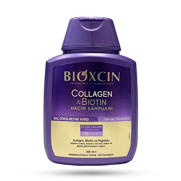 شامپو حجم دهنده مو بیوکسین مدل بیوتین و کلاژن حجم 300 میل