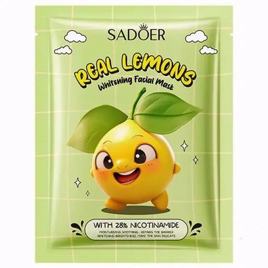 ماسک صورت ورقه ای روشن کننده لیمو و نیاسینامید سادور وزن 25 گرم SADOER